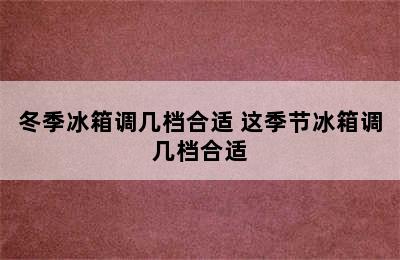 冬季冰箱调几档合适 这季节冰箱调几档合适